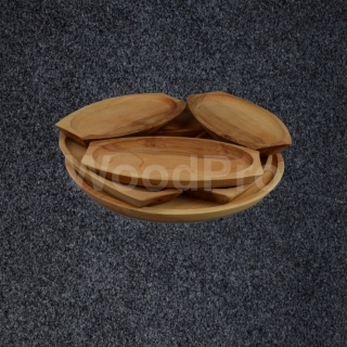 Set platou cu farfurie din lemn, de arin
